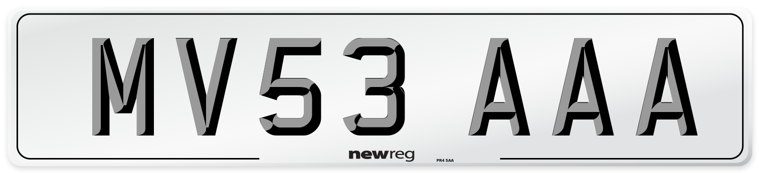 MV53 AAA Number Plate from New Reg